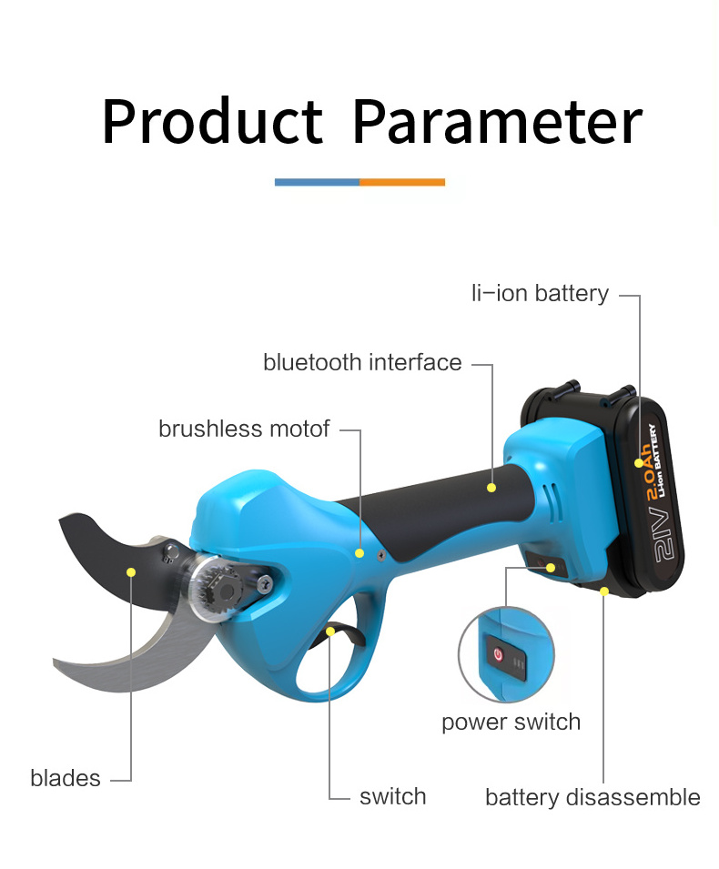 18v 2ah Lithium-Ion Battery Branches Scissor Garden Tool Cordless Electric Pruning Shears Secateur Pruner Tree Bonsai Cutter