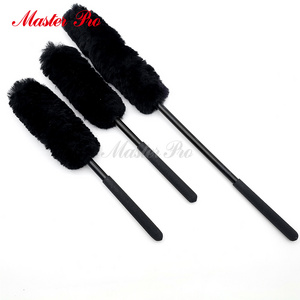 Master M71032 Auto & Car Premium Woolies Extended Reach Handle 100% Natural Wool Wheel Rim Cleaning Brush 3 Piece Kit