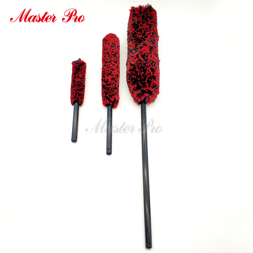 Master M71061 Auto & Car Premium Microfiber Extended Reach Handle Wheel Rim Cleaning Brushes 3 Piece Kit