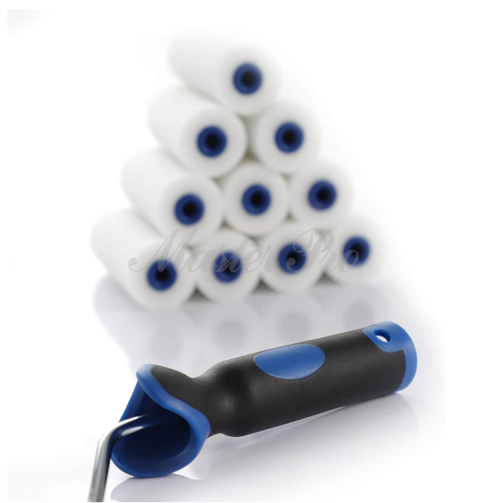 Master D24009-4 Epoxy Paint Roller Set with Soft Grip Handle 4'' 50cm3 High Density Foam paint Roller set