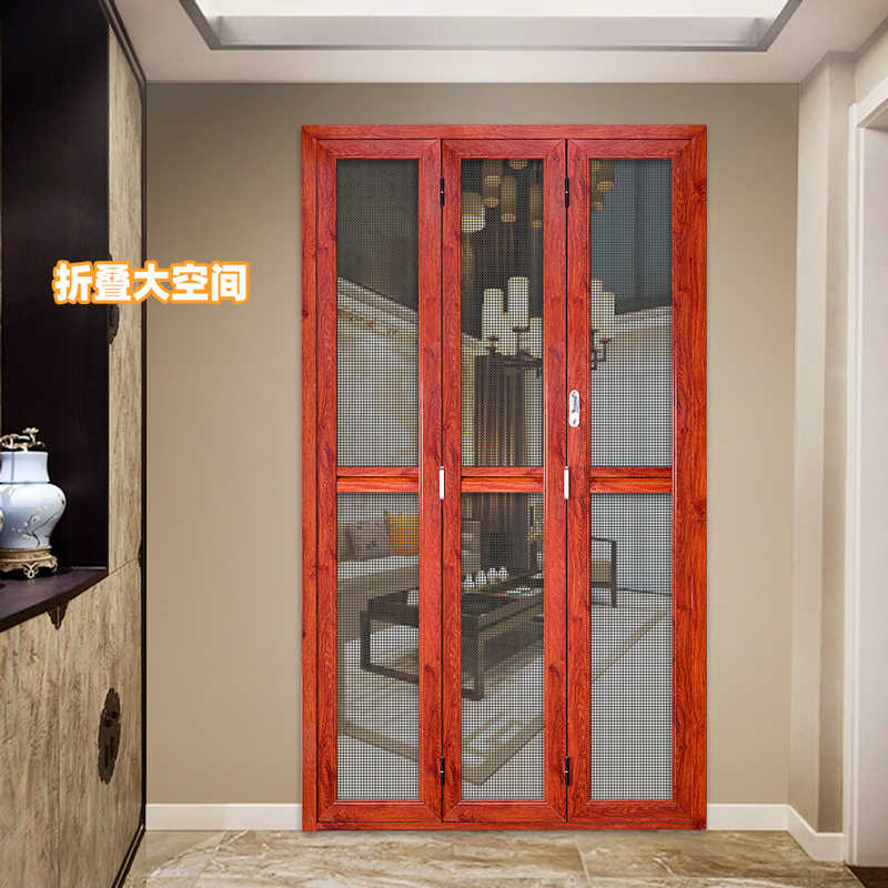 Aluminum frame sliding screen door security screen mosquito net folding door patio screen anti theft safe casement door