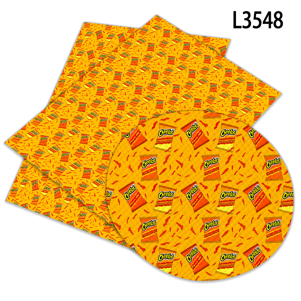 Faux Leather Sheet Printed Cheetos Food Faux Leather Sheets A4  For Hair Bows Earings