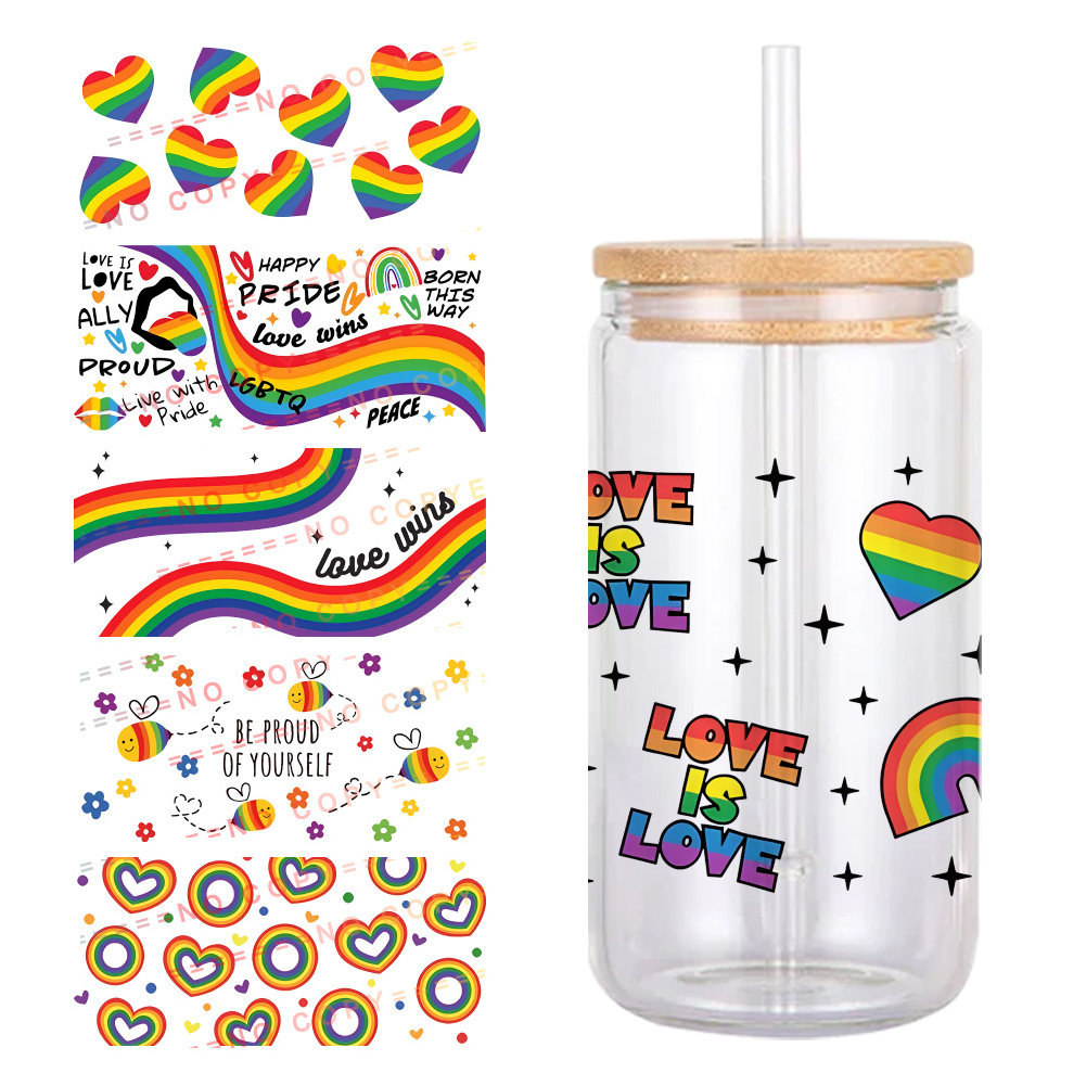 LGBTQ Homoerotism leaf UV Waterproof DTF Sticker  16oz Cup Wraps  For DIY Glass Ceramic Metal Cup wrap Sticker