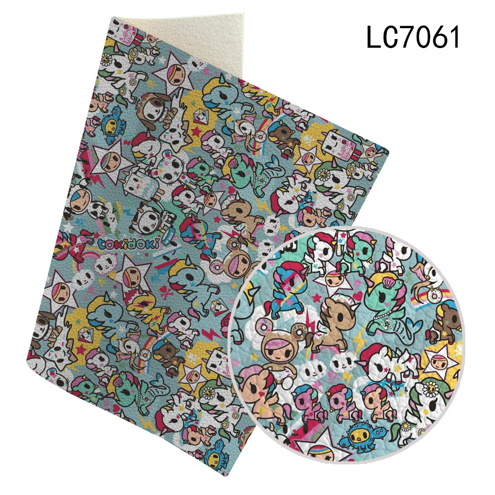 30*136 animal logo Litchi synthetic print faux leather Fabric designer for hair bow straps supplies materials