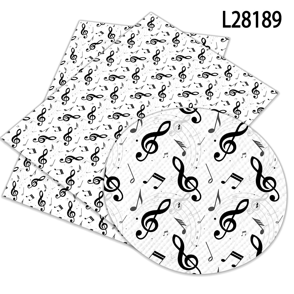 30*136 musical note pattern leather roll for DIY Hair Bows Pouches Purses Earring DIY Printed faux leather