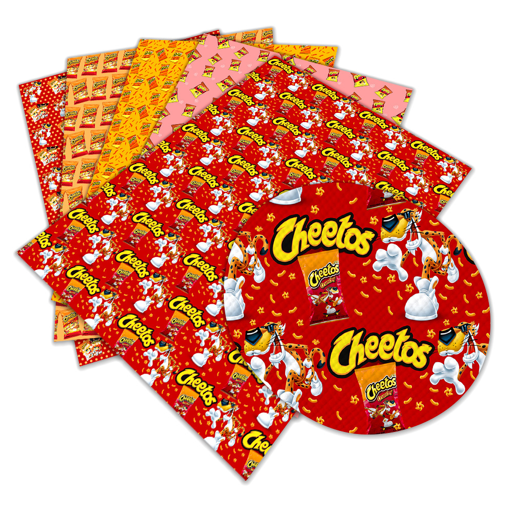 Faux Leather Sheet Printed Cheetos Food Faux Leather Sheets A4  For Hair Bows Earings