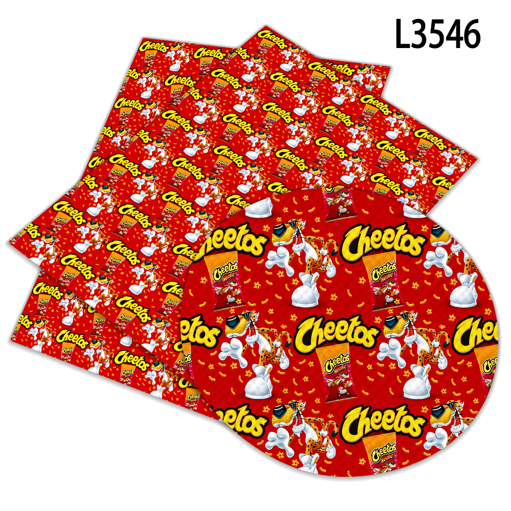 Faux Leather Sheet Printed Cheetos Food Faux Leather Sheets A4  For Hair Bows Earings