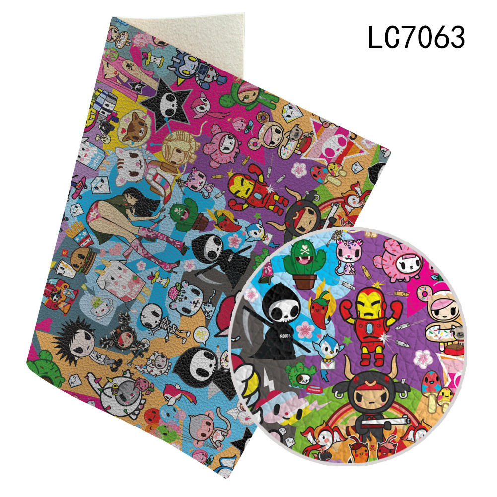 30*136 animal logo Litchi synthetic print faux leather Fabric designer for hair bow straps supplies materials