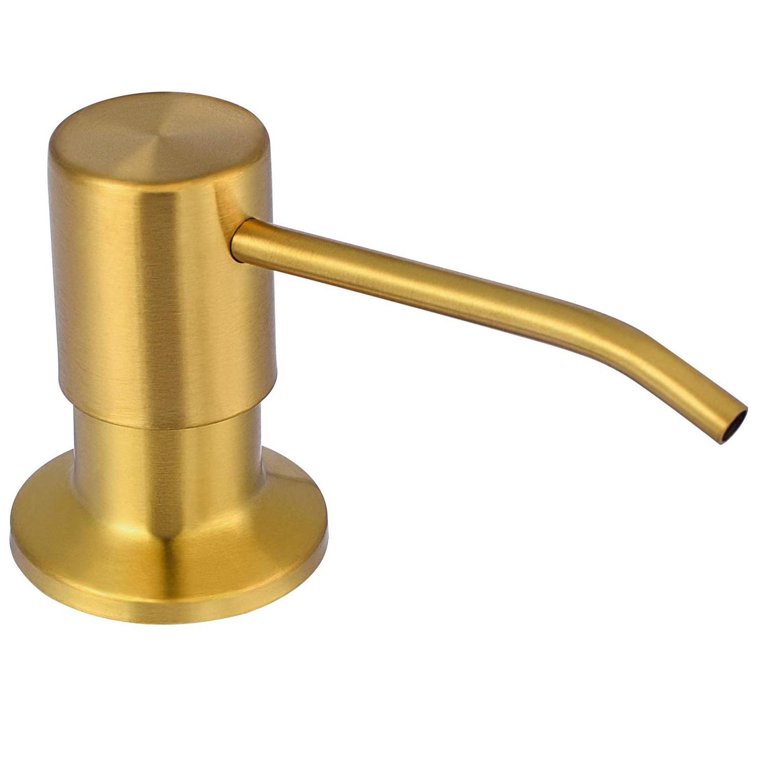 Brushed Gold Stainless Steel Soap Dispenser Round Standing Luxury Liquid soap dispenser for Kitchen sinks