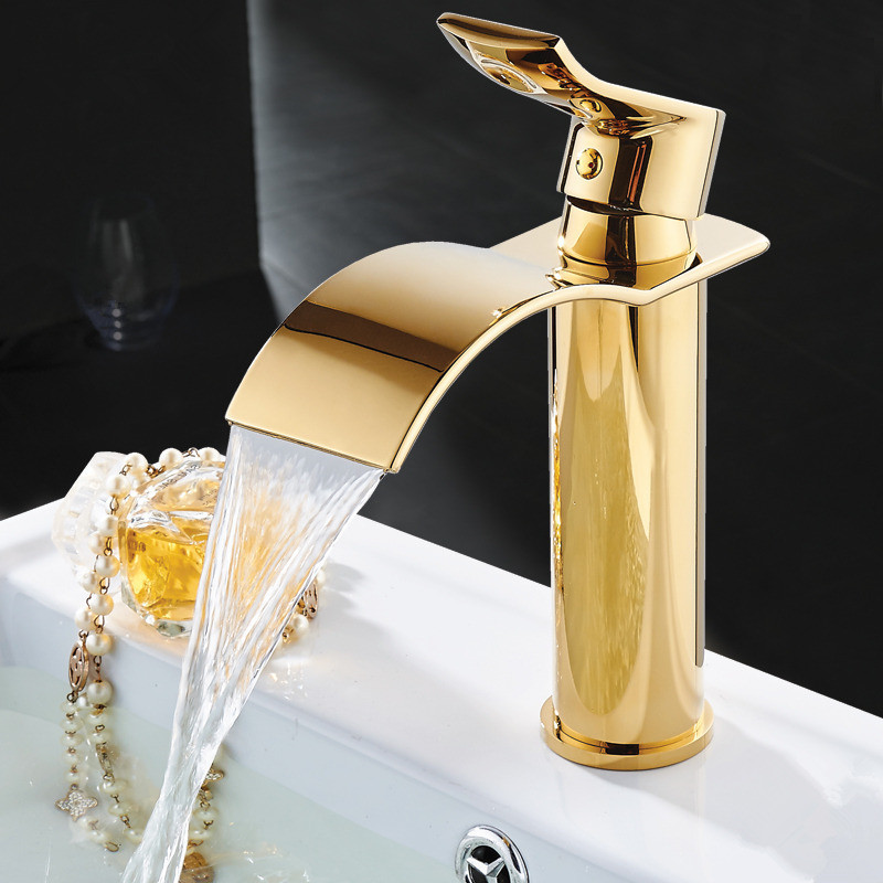 Gold and  Brass Bathroom Faucet Bathroom Basin Faucet Mixer Tap Hot and Cold Sink faucet