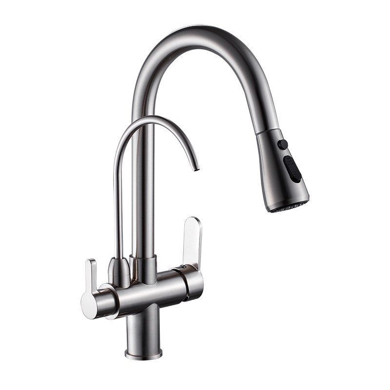 Black Kitchen Faucets Pull Out Hot Cold Water Filter Tap for Kitchen Three Ways Sink Mixer Kitchen Faucet ELK9139B