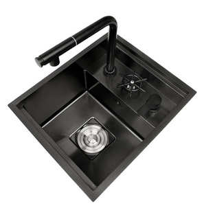 Invisible Sink Kitchen Small Single hidden kitchen Sink 304 Stainless Steel Bar Counter Mini Washbasin With Cover and Faucet