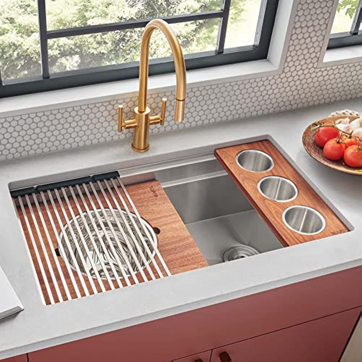 workstation slot kitchen sink stainless steel under the counter with all accessories