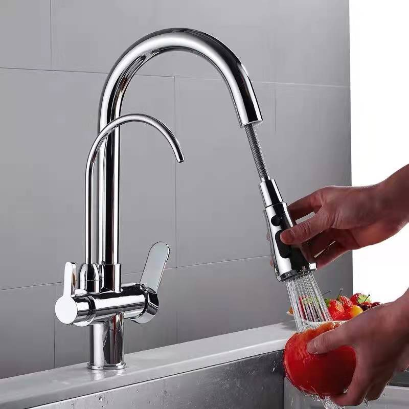 Kitchen Black Steel Pull Type Faucet Dish Washing Basin Sink Retractable Pull Faucet