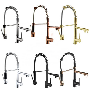 Kitchen spring pull-out faucet all copper rotating hot and cold water purification direct drinking kitchen accessories