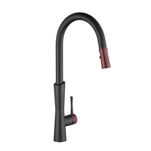 Kitchen faucet black+red kitchen hot and cold faucet pull sink faucet accessories