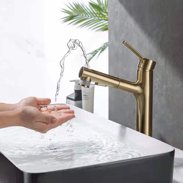 Brass 360 degree rotary drawing basin faucet bathroom brushed gold gun gray elegant black hot and cold faucet