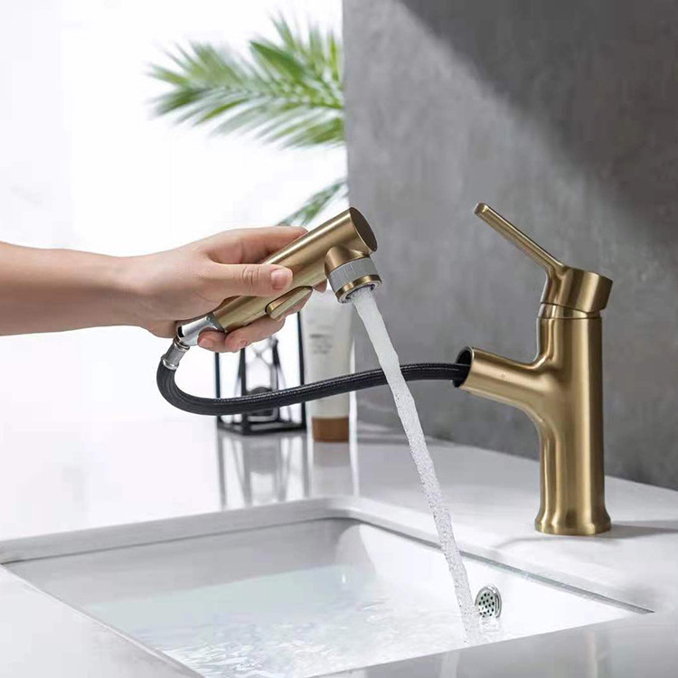 Brass 360 degree rotary drawing basin faucet bathroom brushed gold gun gray elegant black hot and cold faucet