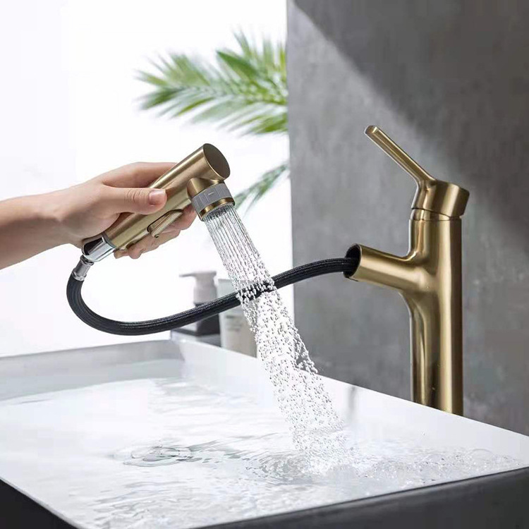 Brass 360 degree rotary drawing basin faucet bathroom brushed gold gun gray elegant black hot and cold faucet