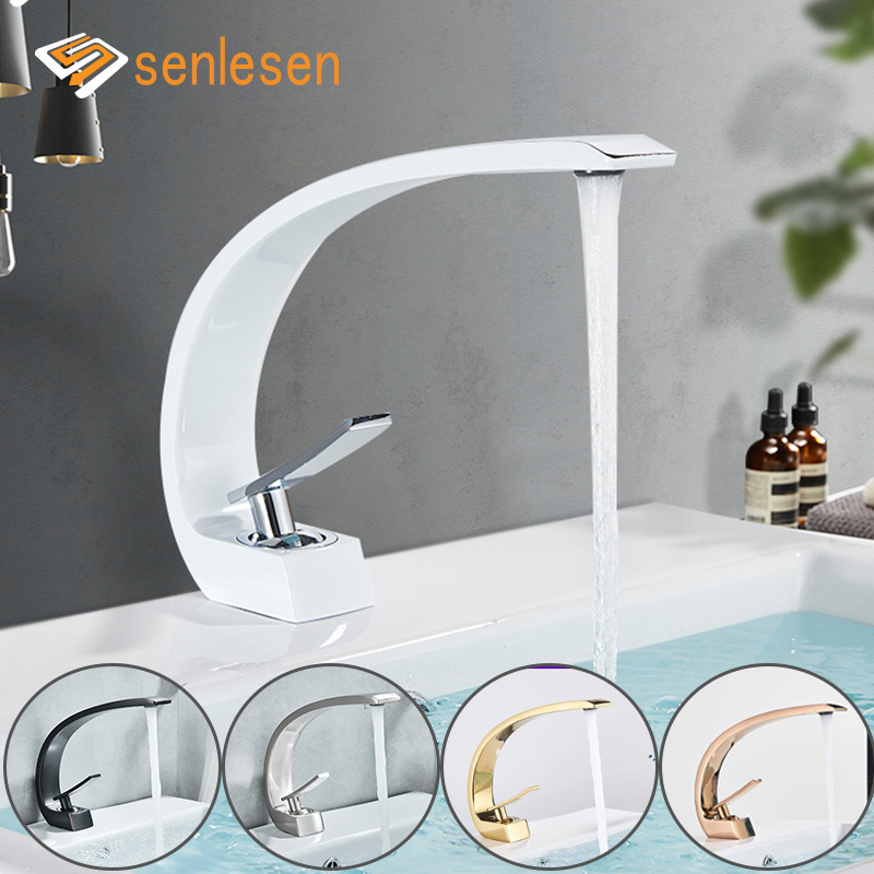 Senlesen Bathroom Faucet Ceramic Valve Cold and Hot Water Mixer Tap Single Handle Vanity Sink Basin Faucets