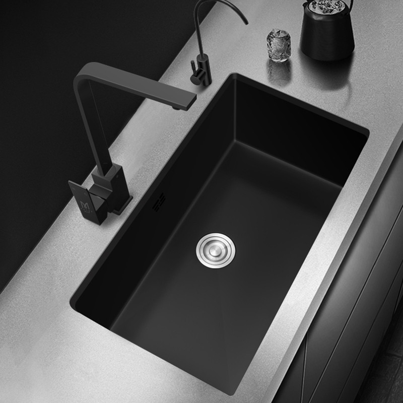 Nano Sink Black Kitchen Sinks Embedded Under Counter Basin 304 Stainless Steel  Single Bowl Kitchen Sink - Matte Black