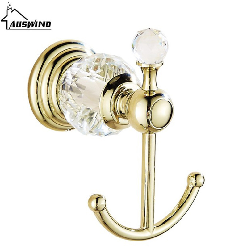 European Antique Solid Brass Bathroom Hardware Sets Gold Polished Bathroom Accessories Wall Mounted Crystal Bathroom Products