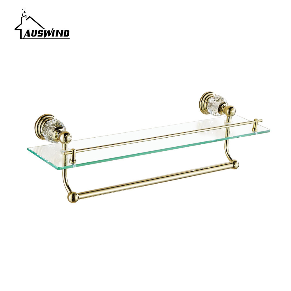 European Antique Solid Brass Bathroom Hardware Sets Gold Polished Bathroom Accessories Wall Mounted Crystal Bathroom Products