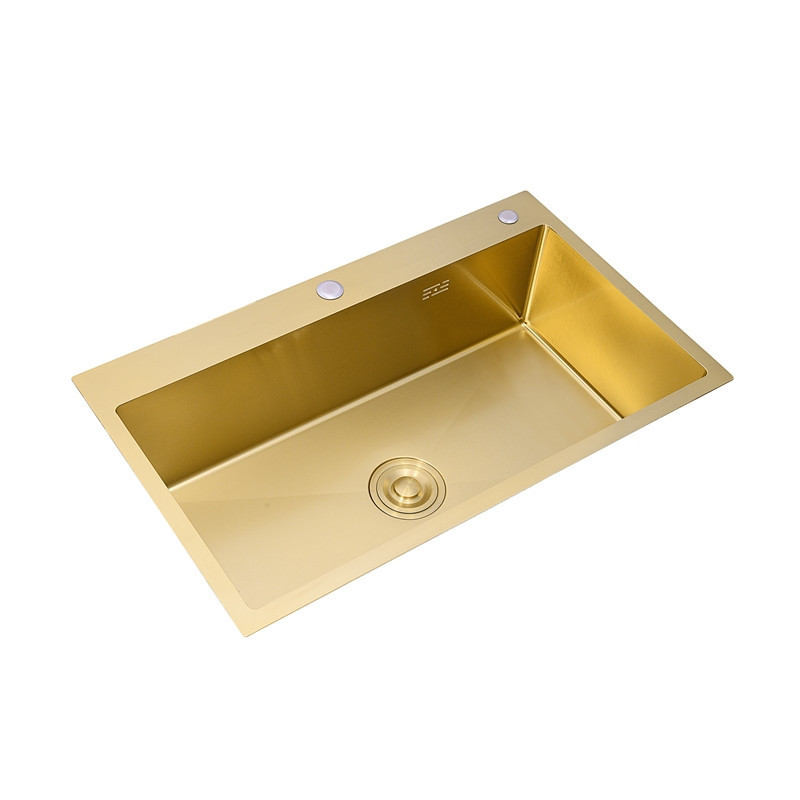 Gold Brushed Kitchen Sink Double Bowl Stainless Steel Above Counter Sink Drain Hair Catcher Kitchen Bowl Set Steel Sink Basket