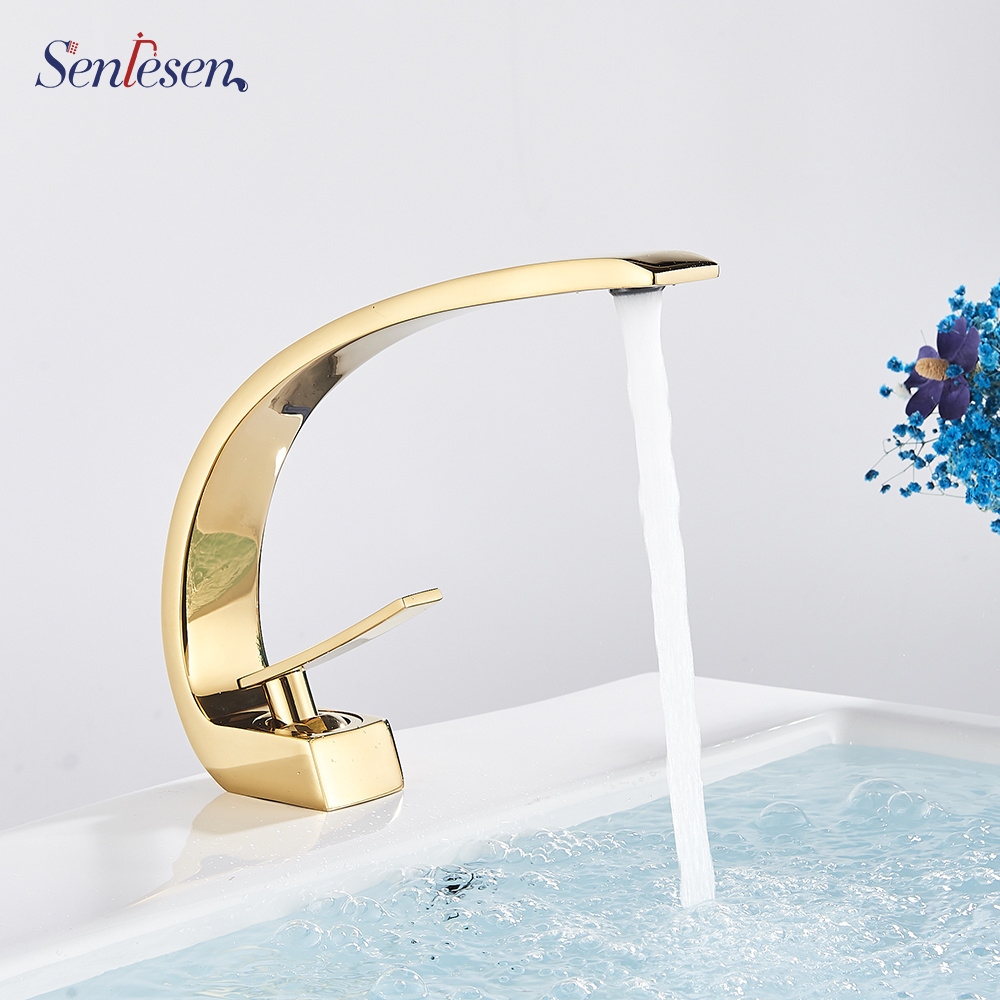 Senlesen Bathroom Faucet Ceramic Valve Cold and Hot Water Mixer Tap Single Handle Vanity Sink Basin Faucets