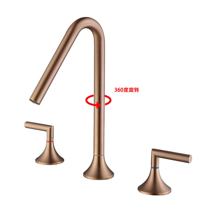 Bathroom V-shaped double handle hot and cold basin faucet 360 degree rotating multi-color faucet accessory