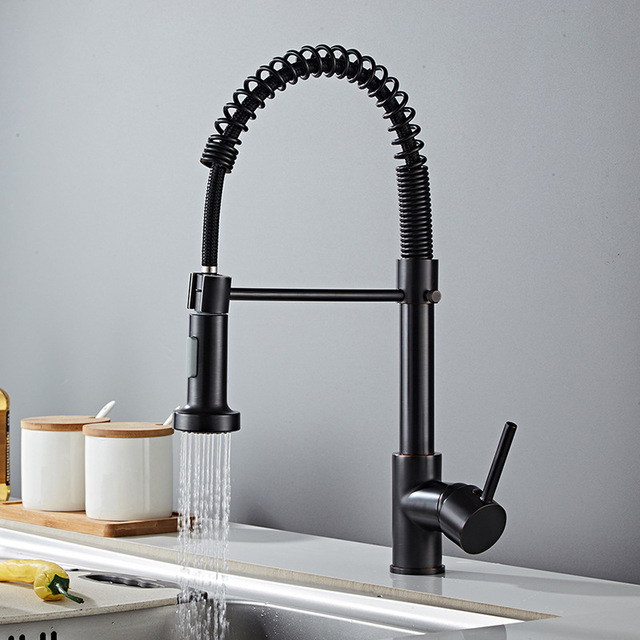 Matte Black Kitchen Sink Faucet Pull Down Kitchen Faucet Single Handle Mixer Tap 360 Rotation Torneira Cozinha Mixer Tap