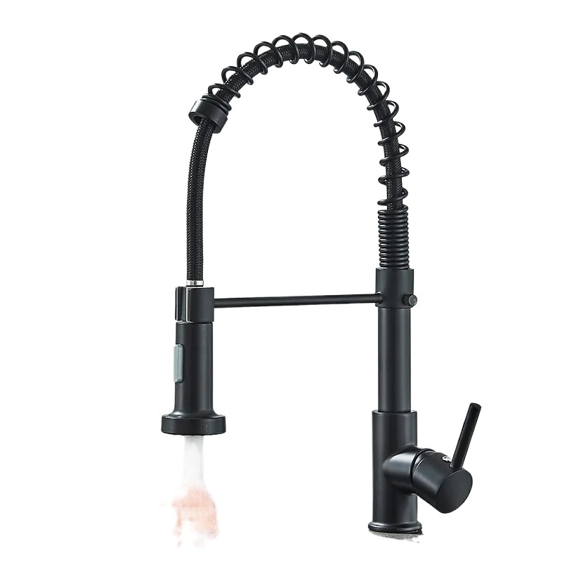 Matte Black Pull Down Kitchen Faucet Chrome Dual Modes Nozzle Hot Cold Water Mixer Crane Tap Brass Kitchen Sink Faucets