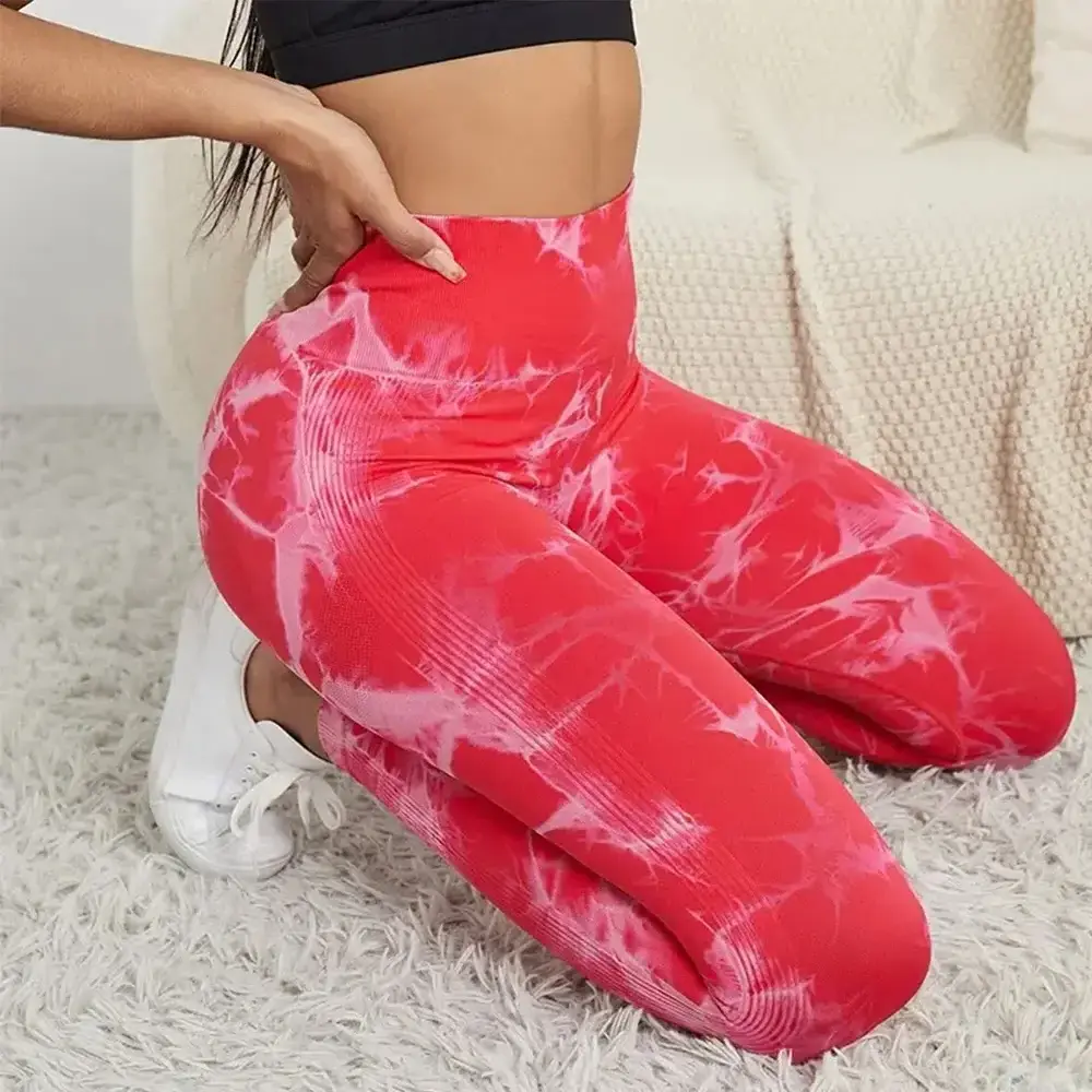 Wholesale Seamless Tie Dye Push up Scrunch Yoga Leggings Gym Fitness Workout Pants High Waist Tummy Control Sport for Women