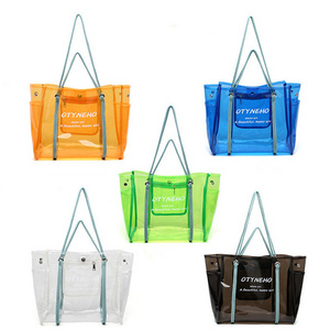 Trendy transparent jelly bag wholesale new summer shoulder shopping bag waterproof PVC beach bag custom large jelly handbag