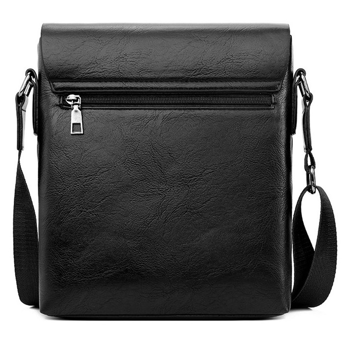 VICUNA POLO China Suppliers 2021 Trend Custom Wholesale Black PU Leather Veins Pattern Fashion Man Slim Messenger Bag