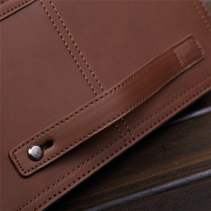 Wholesale Fashion PU Leather Men's Handbag Purse Envelope Pouch Zipper Brown Clutch Bag