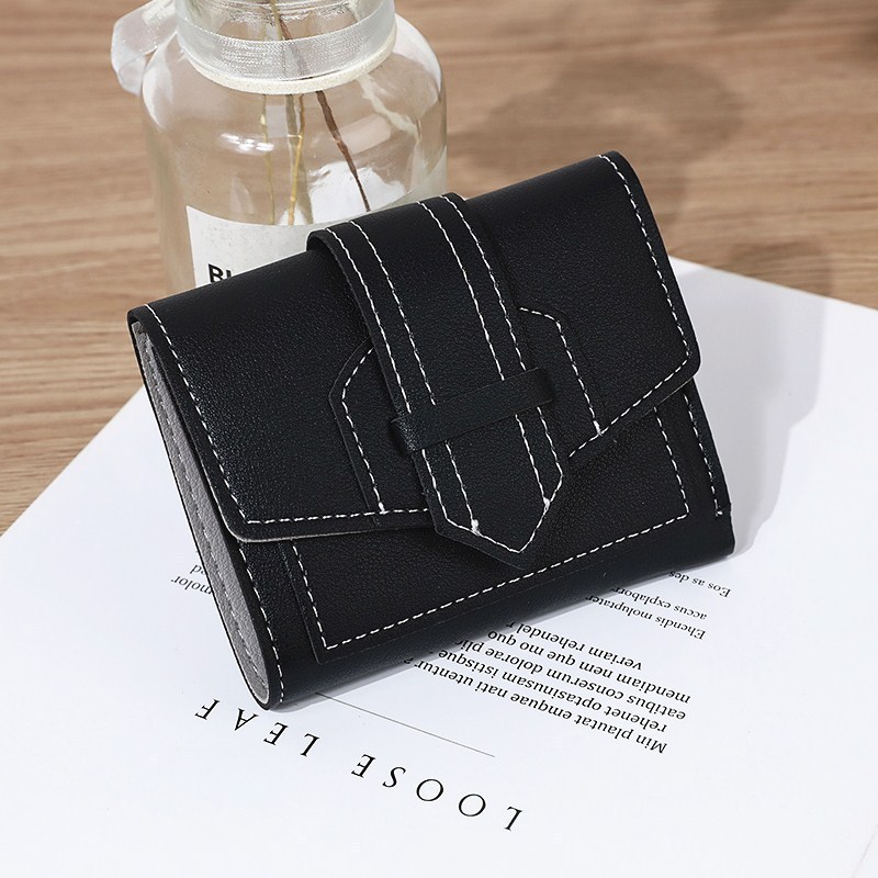 Wholesale 2024 New Fashion Short Luxury Women Wallet Fashion Solid PU Leather Small Wallet for Girls