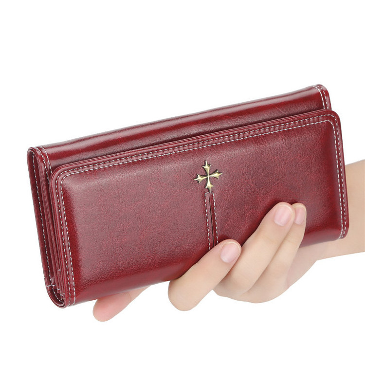 2022 New Ladies Long Purse Multifunctional Card Holder Mobile Phone Bag Vintage Brown Clutch Wallet For Girls