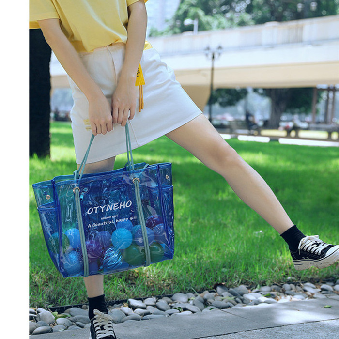 Trendy transparent jelly bag wholesale new summer shoulder shopping bag waterproof PVC beach bag custom large jelly handbag