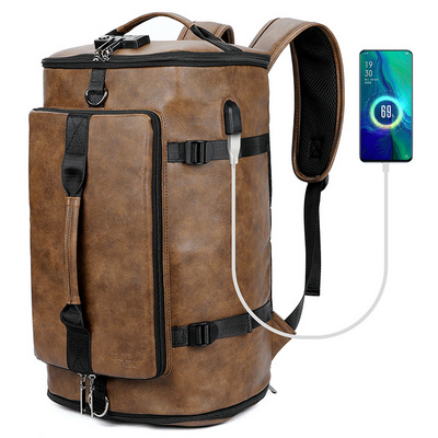 VICUNA POLO 2022 Ergonomic Single Shoulder Tote Laptop Backpack with Password Lock PU Leather USB Anti theft Travel Backpack Bag BestSuppliers