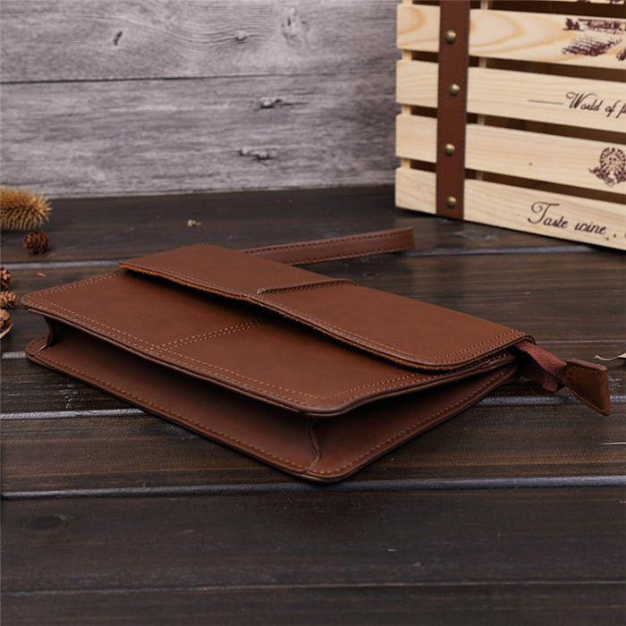 Wholesale Fashion PU Leather Men's Handbag Purse Envelope Pouch Zipper Brown Clutch Bag