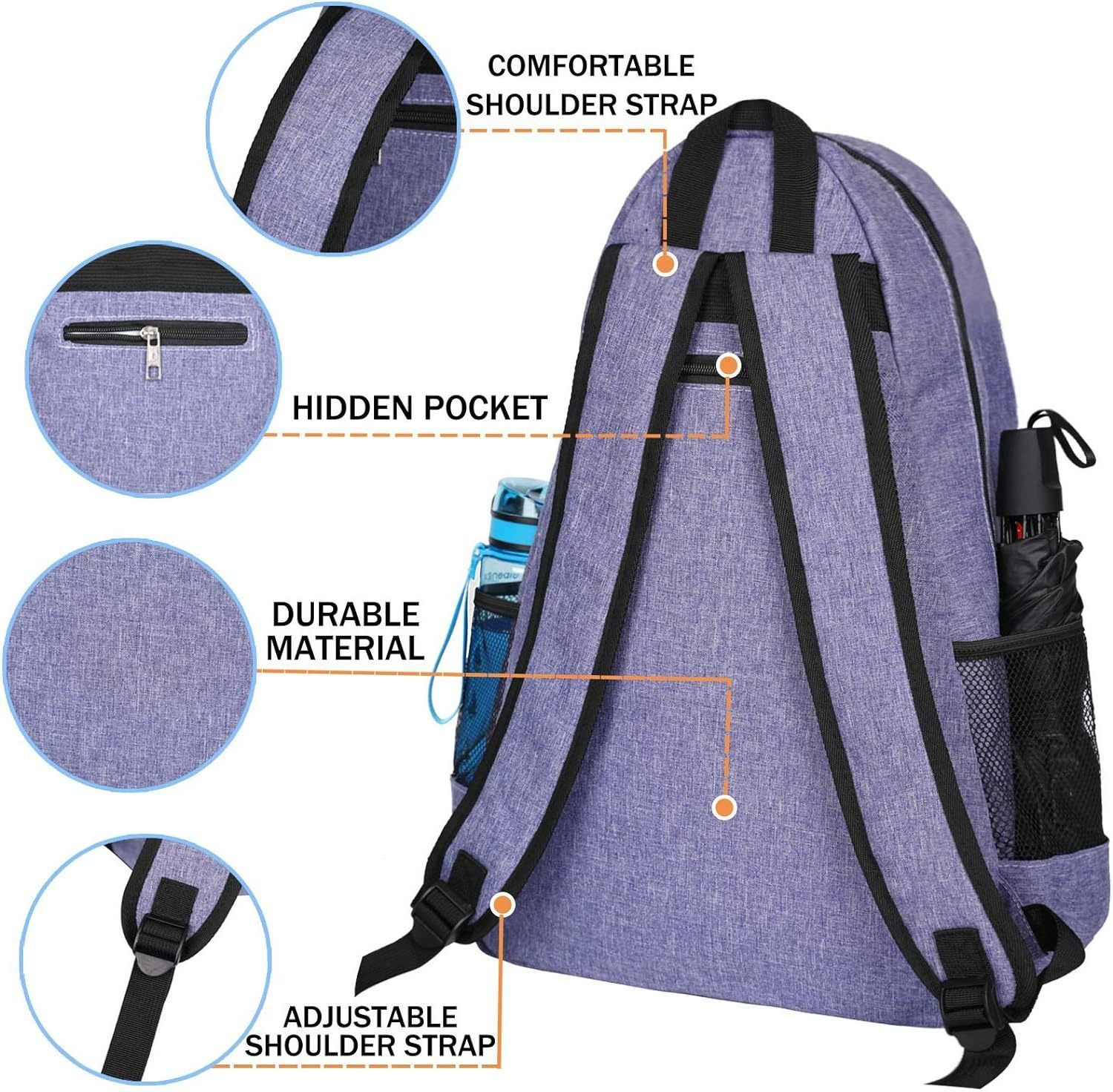 Wholesale Custom Tennis Bags Purple Backpack Badminton Racquet Balls Pockets Outdoor Sport Backpack