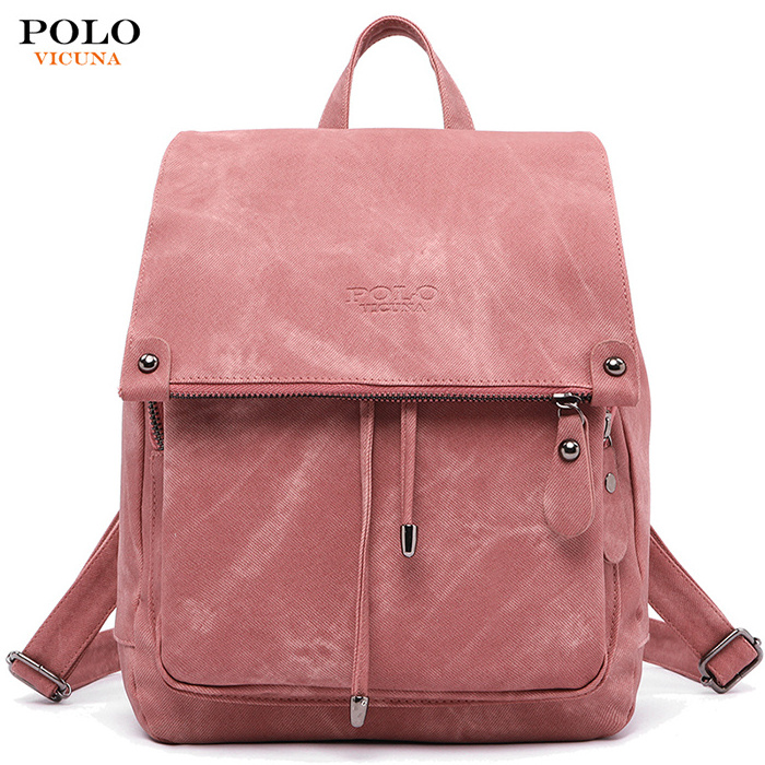 VICUNA POLO Brand Custom Fashion Design Satchel Bag High Quality Custom Logo Cheap Bags PU Leather Backpack for Women Girls