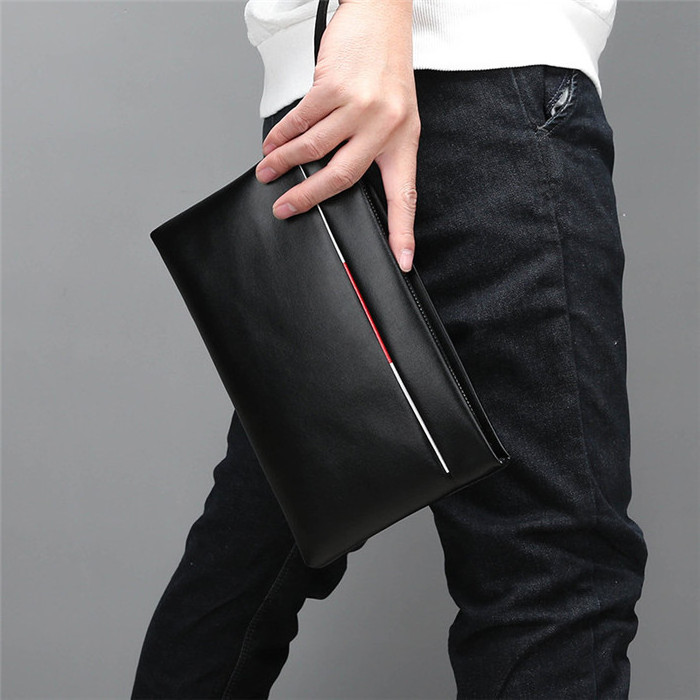 High Quality PU Leather Hot Products Wholesale Custom Business Purse Minimalist Black Clutch Bag for Men