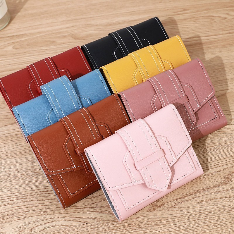 Wholesale 2024 New Fashion Short Luxury Women Wallet Fashion Solid PU Leather Small Wallet for Girls