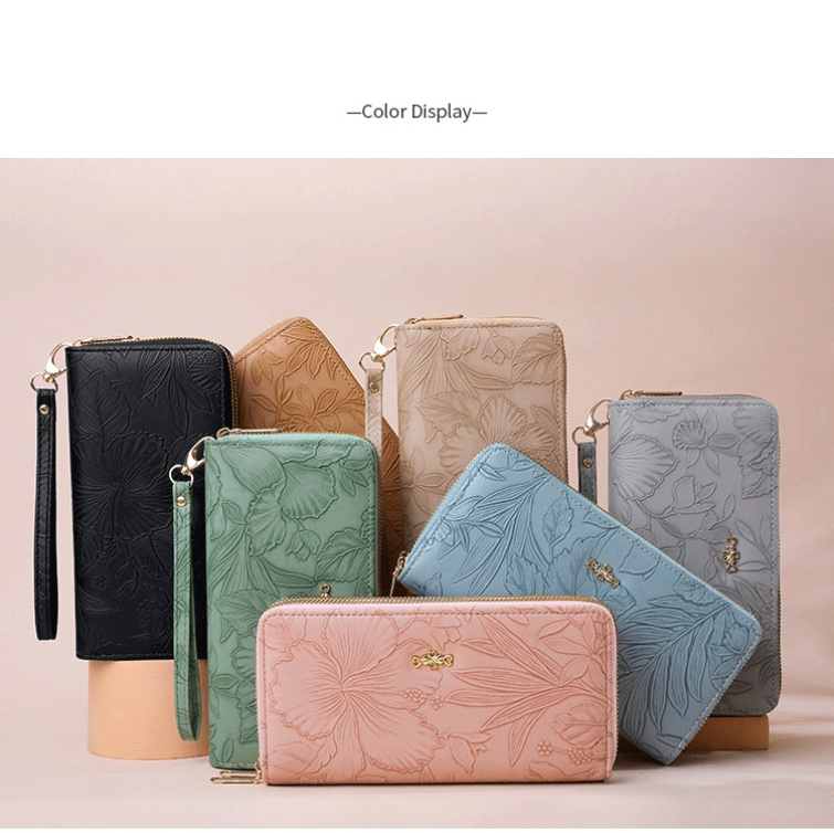 Korean Style Simple Creative Tri-fold Coin Purse Girls Phone Wallet Wholesale Credit Card Holder Long PU Leather Women Wallet