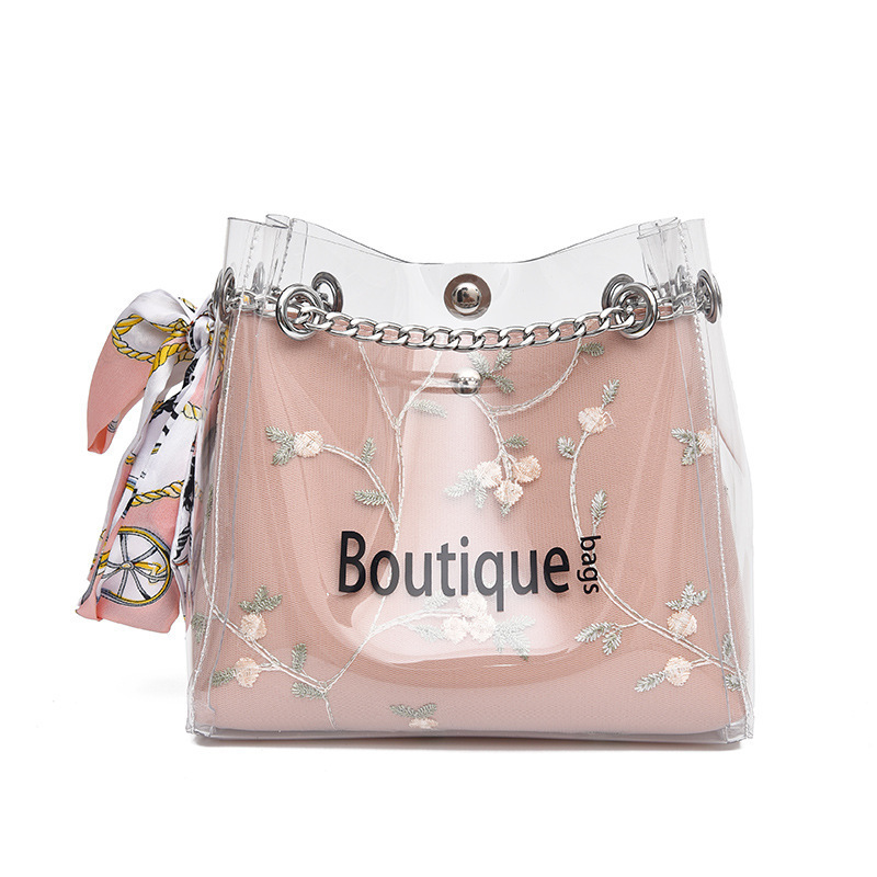 New Products Summer Casual Chain Girls Shoulder Bags Transparent  PVC Sling Bag