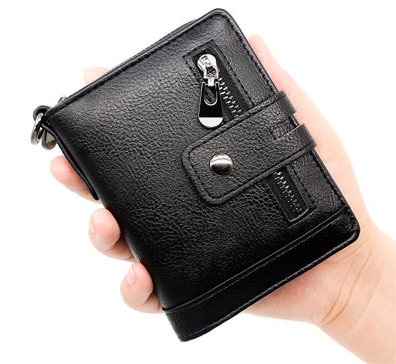 High-end large capacity credit card bag latch men's large capacity zipper coin wallet