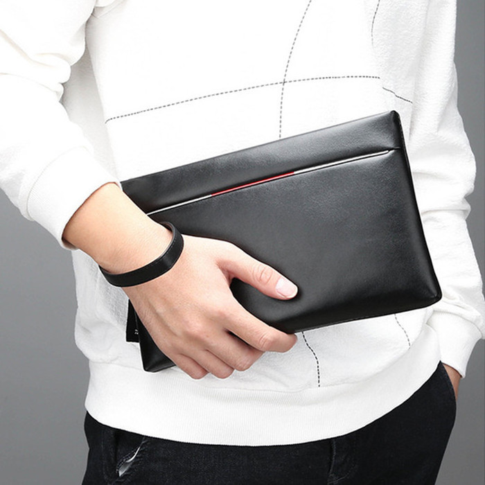 High Quality PU Leather Hot Products Wholesale Custom Business Purse Minimalist Black Clutch Bag for Men