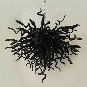 Home Decor Pendant Hanging Light Newest Design Black Murano Glass Chandelier Light Modern